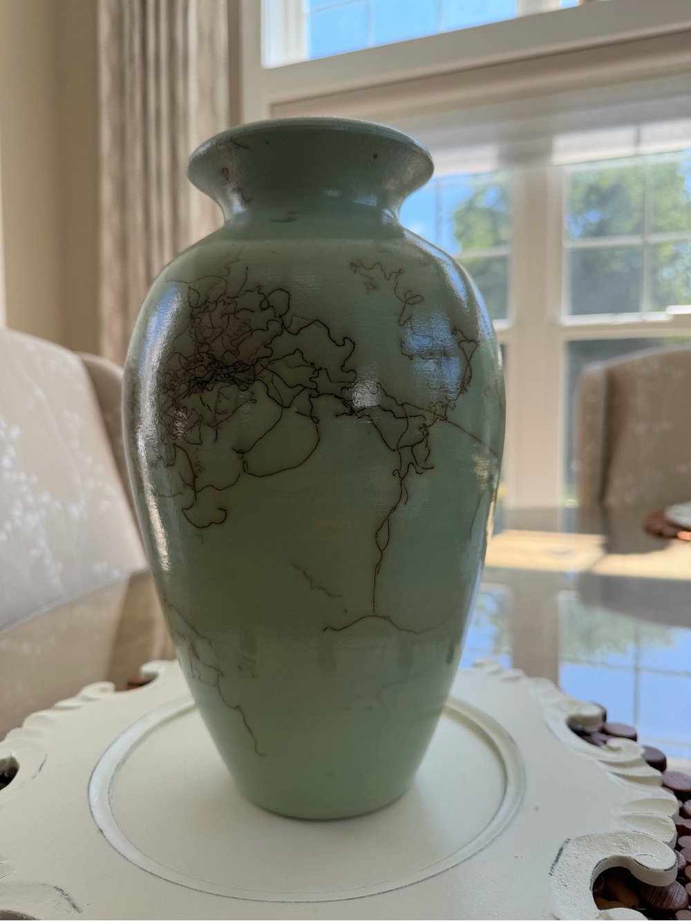 Signed Pottery Vase 
Turn and Burn pottery from Seagrove

(Horse Hair)